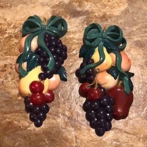 Vtg 90s Burwood For Home Interior Hanging Fruit Clusters Apple Grape